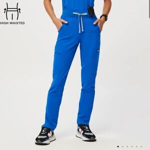 Figs High Waisted Yola Skinny Scrub Pants (Royal Blue, Large)